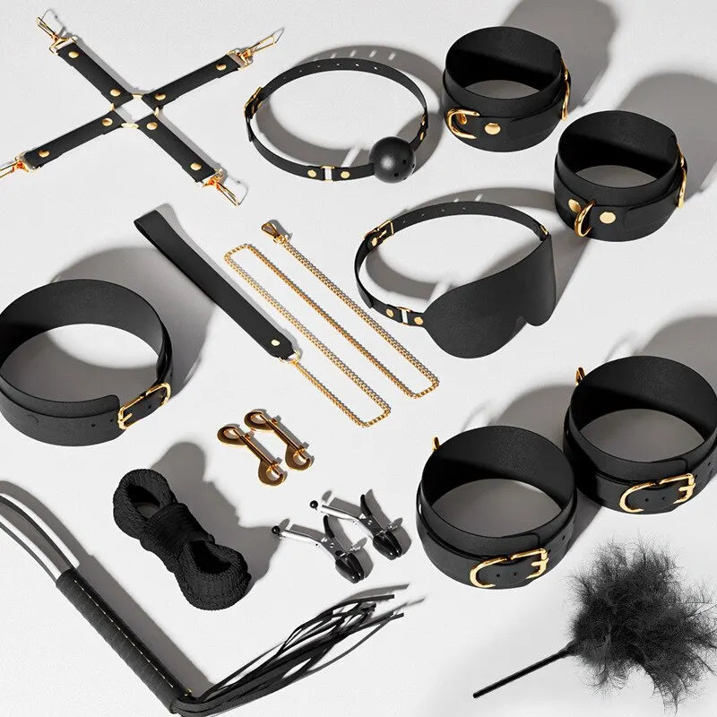 SM Sex Products Kits Bondage Gear Collar Erotic Bundle Blindfold Whip Sex BDSM
