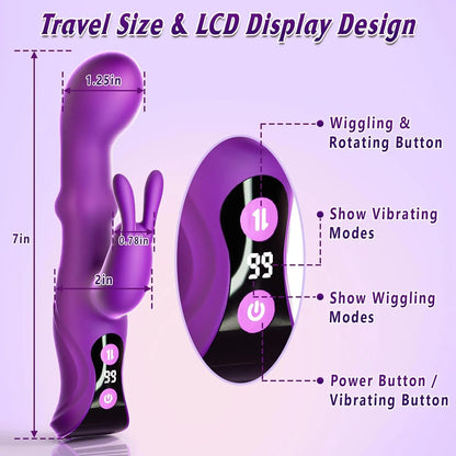 4-in-1 Rabbit Vibrator | Rotating & Squeeze Dildo | Clitoral & G-Spot Stimulator