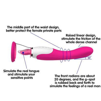 Heating Tongue Licking Dildo Vibrator｜Dual-End Sucking & G-Spot Stimulator