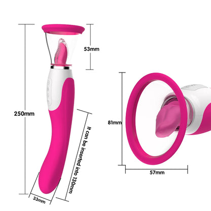 Heating Tongue Licking Dildo Vibrator｜Dual-End Sucking & G-Spot Stimulator