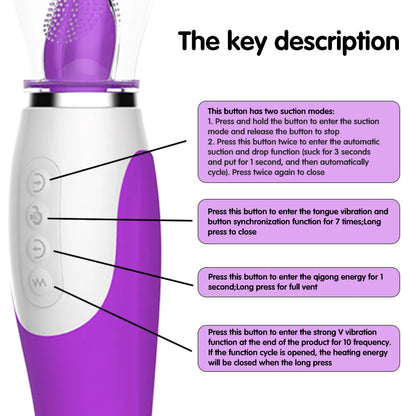 Heating Tongue Licking Dildo Vibrator｜Dual-End Sucking & G-Spot Stimulator