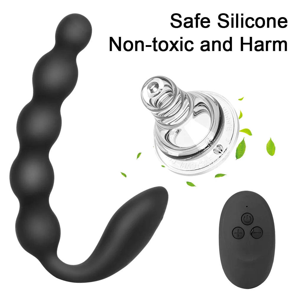 Remote Control Anal Beads Vibrator 10-Speed Prostate Massager for Men Women Couples Toy