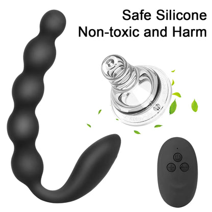 Remote Control Anal Beads Vibrator 10-Speed Prostate Massager for Men Women Couples Toy