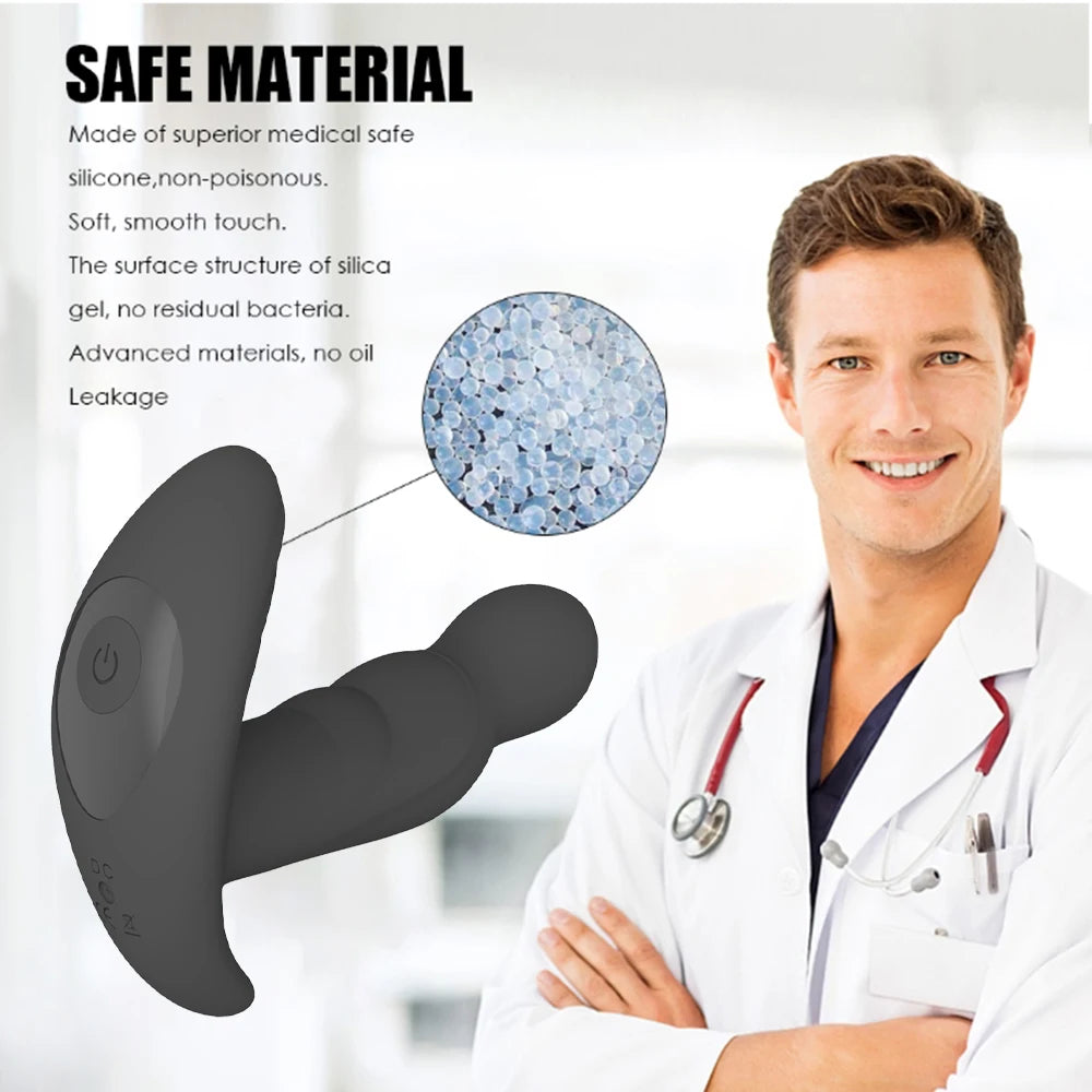 3-Speed Rotating 10-Vibration Prostate Massager Remote Anal Plug G-Spot Butt Plug Toy