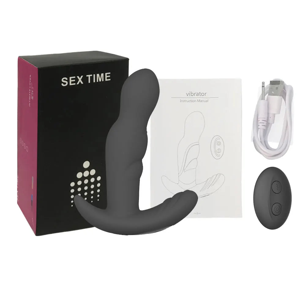 3-Speed Rotating 10-Vibration Prostate Massager Remote Anal Plug G-Spot Butt Plug Toy