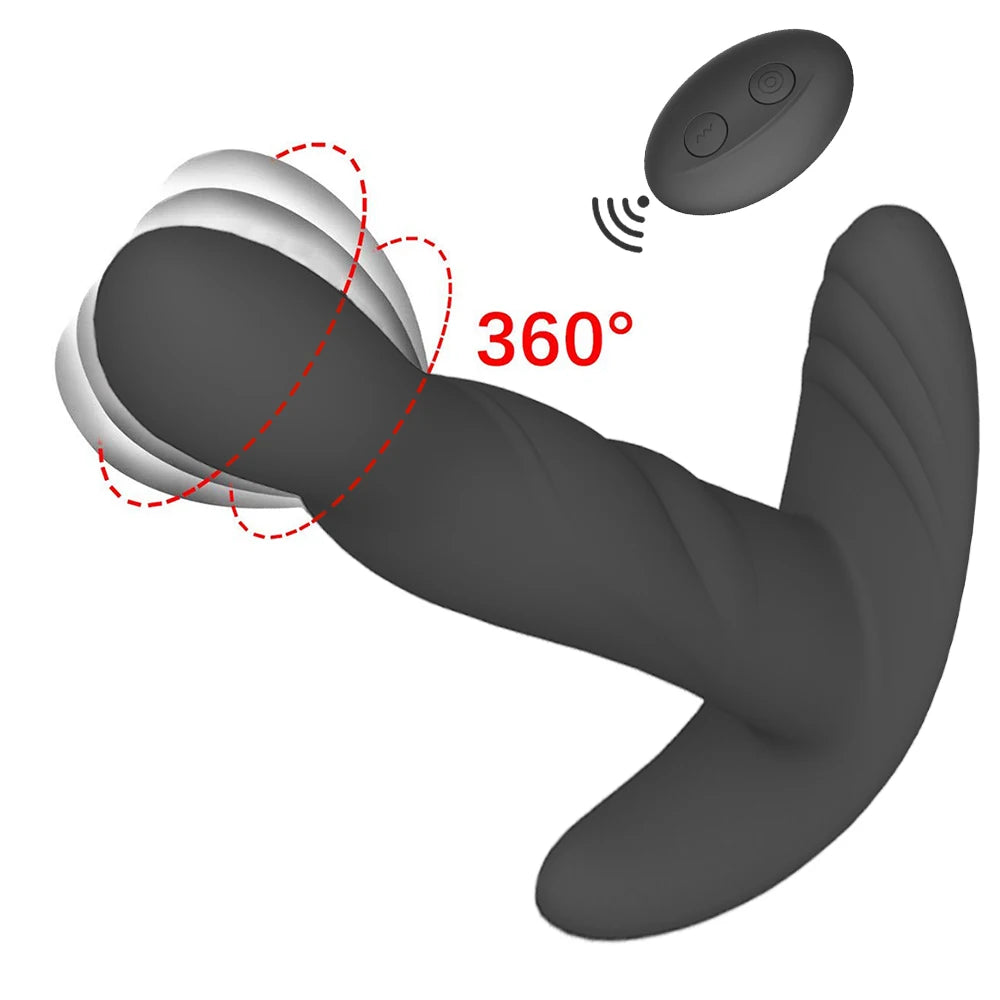 3-Speed Rotating 10-Vibration Prostate Massager Remote Anal Plug G-Spot Butt Plug Toy