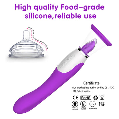 Heating Tongue Licking Dildo Vibrator｜Dual-End Sucking & G-Spot Stimulator