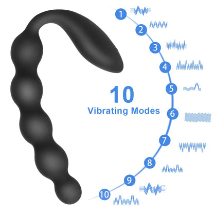 Remote Control Anal Beads Vibrator 10-Speed Prostate Massager for Men Women Couples Toy