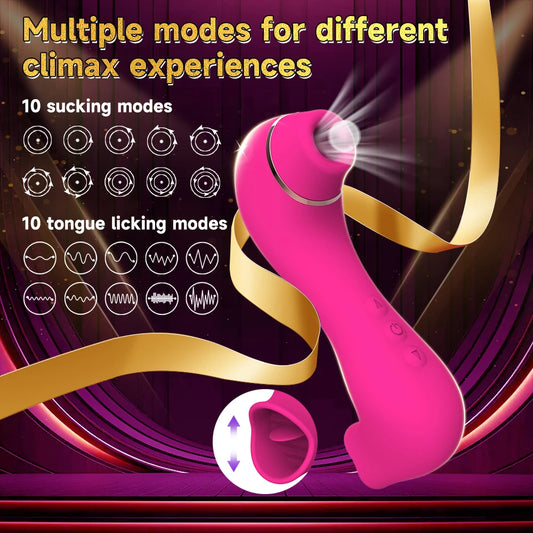 Sucking Vibrator with Tongue Licking Vagina Clitoris Stimulator Sex Toys