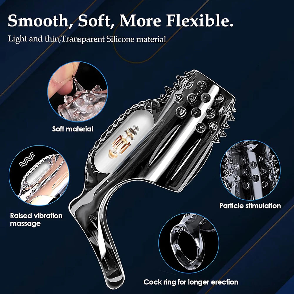 Male Enlargement Delay Vibrators Clits Massager Cock Ring Vibrating Penis Cover