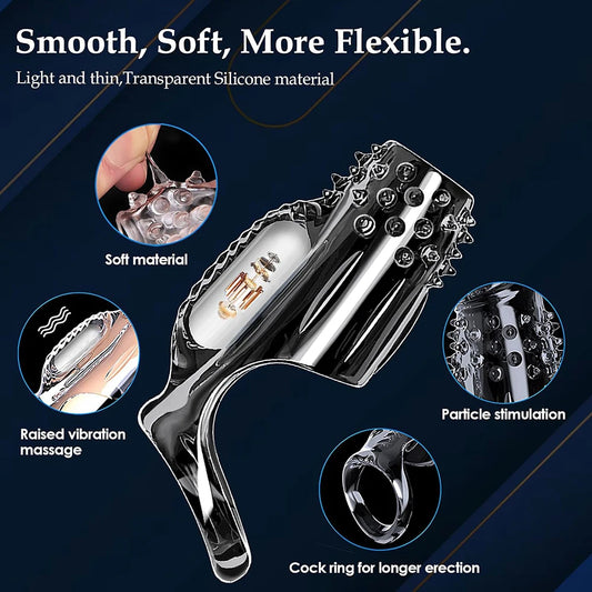 Male Enlargement Delay Vibrators Clits Massager Cock Ring Vibrating Penis Cover