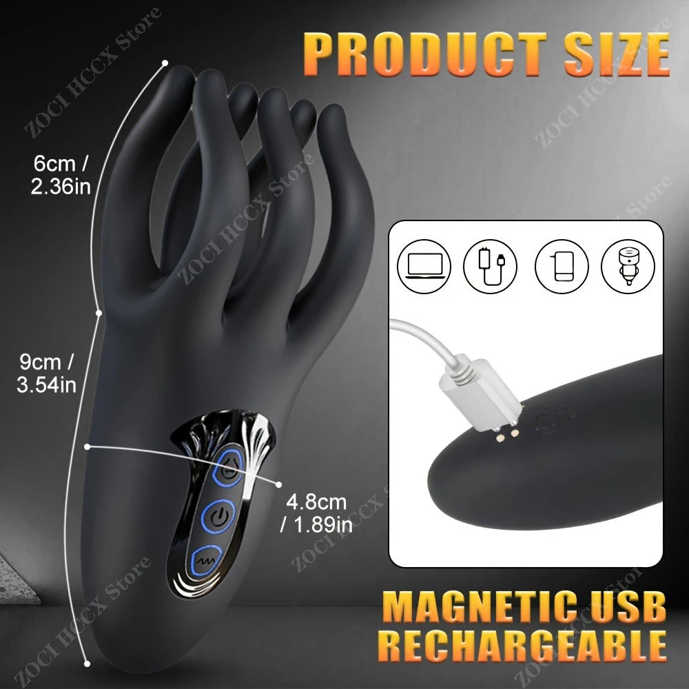 Glans Trainer Vibrator for Men – Finger Grip Delay Trainer & Glans Massage Stimulator