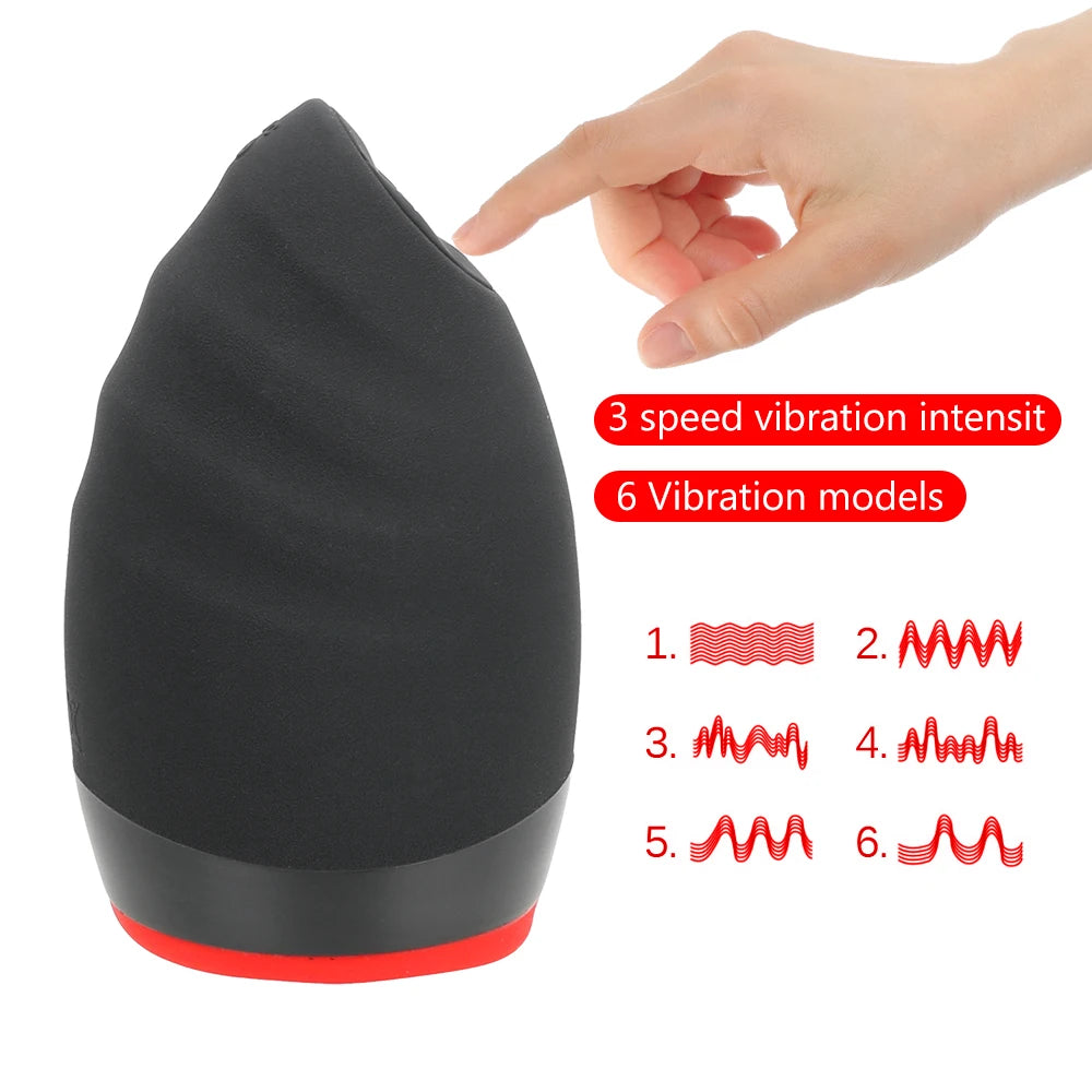 Sexy Mouth Penis Pump Heated Vibrator Enlargement Male Masturbator Sex Toy