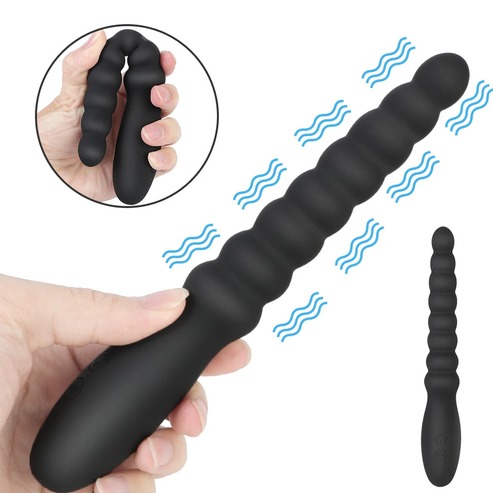 10-Speed Dual Motor Silicone Anal Plug Butt Plug Unisex Vibrator for Couples Men Women