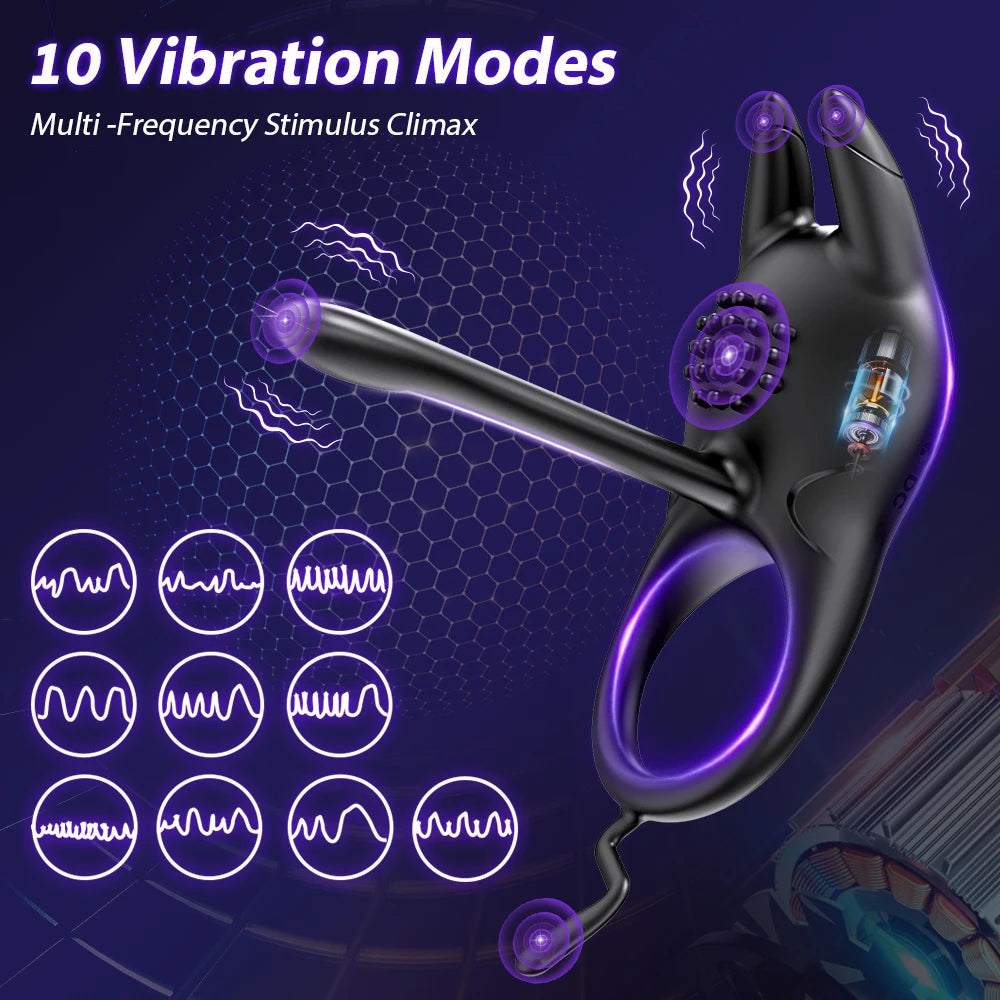 Vibrating Penis Ring for Men Delay Ejaculation Cock Ring Sex Toys for Couples