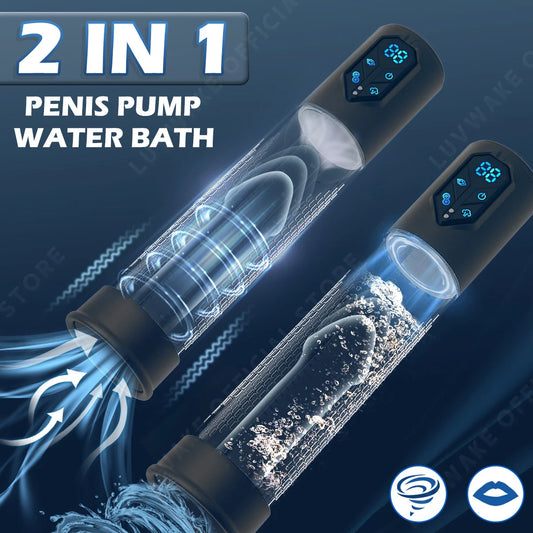 IPX7 Waterproof Electric Penis Pump – 4 Suction Modes, 2 Sleeves, Vacuum Enlarger Toy