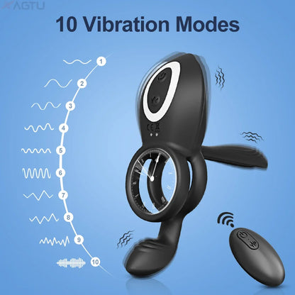 Cock Ring Vibrating for Men Ejaculation Delay G-Spot Clitoris Anal Stimulator