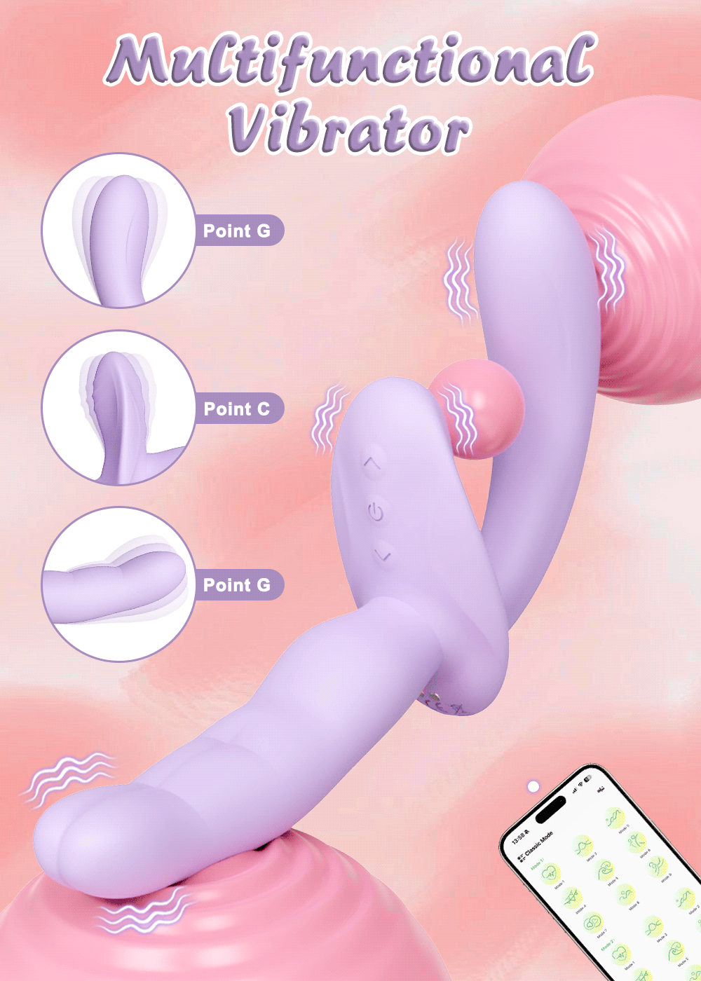 Dual-Arm Wearable Vibrator | G-Spot & Clitoral Stimulator | App Remote, Removable