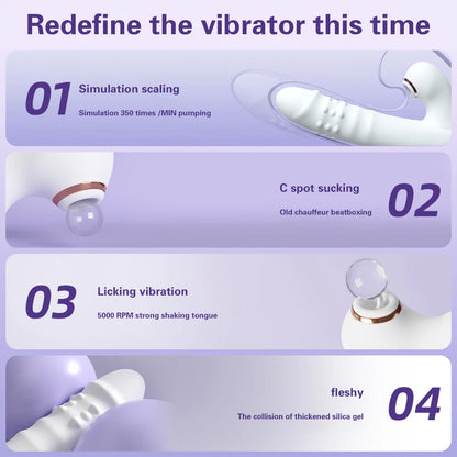 Thrusting Vibrator Dildo Rotating Telescopic Vagina G Spot Massage Sucking