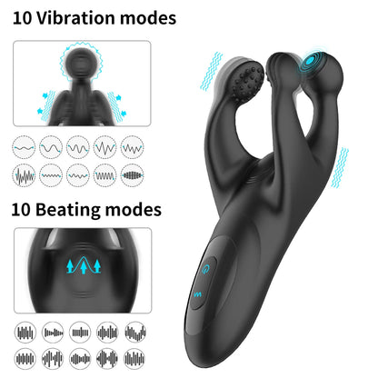 10-Speed Silicone Testicle & Prostate Massager for Men | ED Support & Couple Use