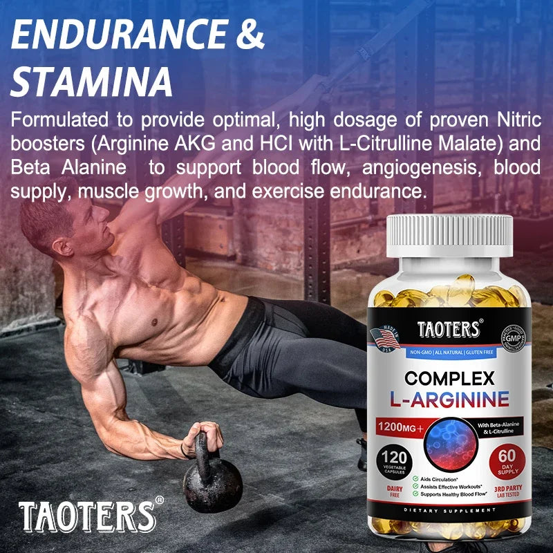 L-Arginine Complex 1200mg｜Supports Blood Flow, Circulation & Muscle Pump Supplement