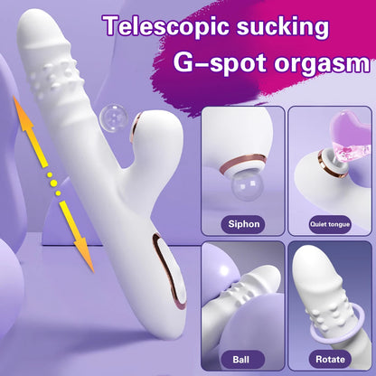 Thrusting Vibrator Dildo Rotating Telescopic Vagina G Spot Massage Sucking