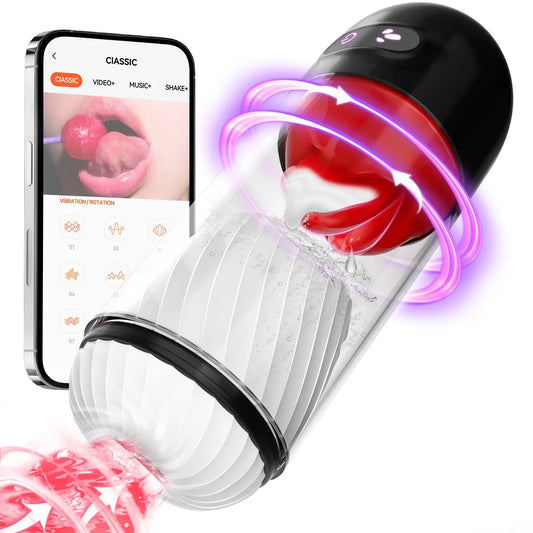 APP Control Automatic Male Masturbation Cup Licking Blowjob Masturbator 9 Modes