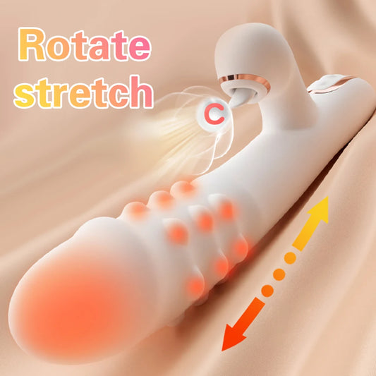 Thrusting Vibrator Dildo Rotating Telescopic Vagina G Spot Massage Sucking