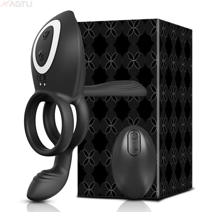Cock Ring Vibrating for Men Ejaculation Delay G-Spot Clitoris Anal Stimulator
