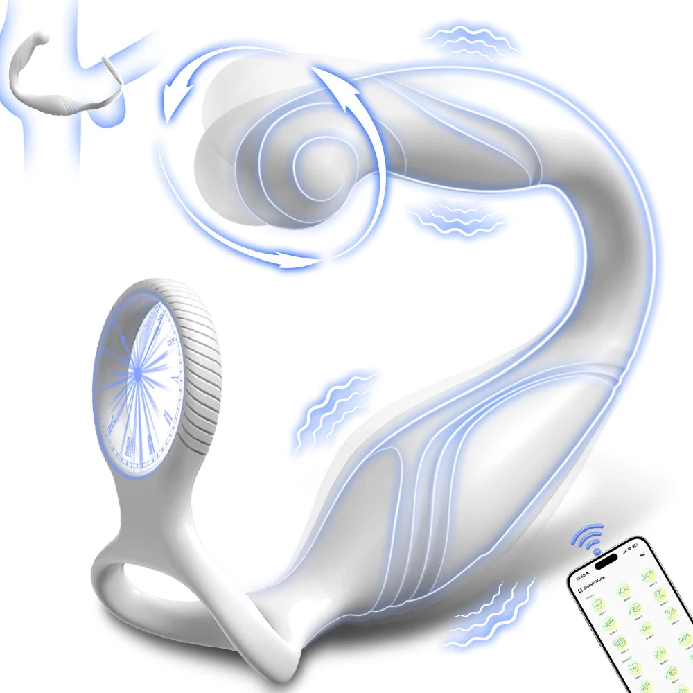 Male Prostate Massager Perineum Stimulator Rotating Butt plug Ring