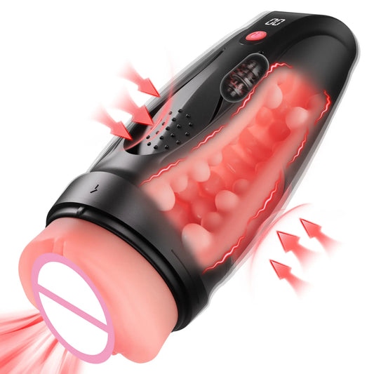 Automatic Squeezable Male Masturbator Cup｜9 Modes Vibrating LED Pleasure Toy