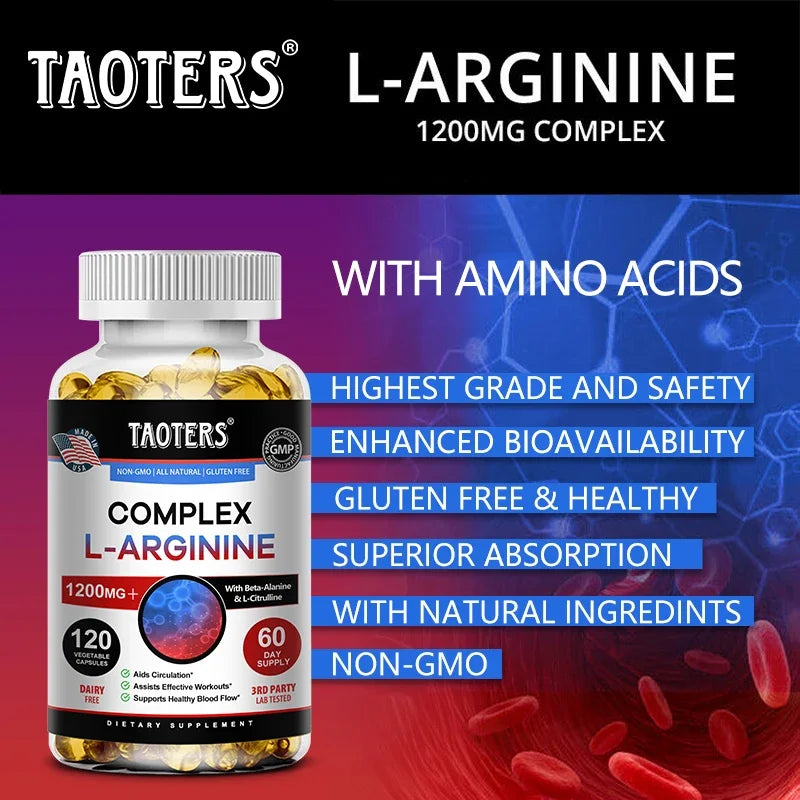 L-Arginine Complex 1200mg｜Supports Blood Flow, Circulation & Muscle Pump Supplement