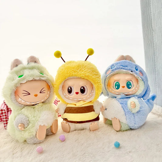 Labubu Doll Clothes – Cute Animal Onesie Penguin Shark Bee Dino for 17cm Blythe OB11 BJD