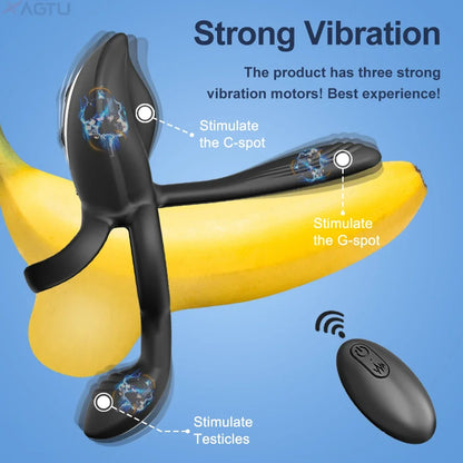 Cock Ring Vibrating for Men Ejaculation Delay G-Spot Clitoris Anal Stimulator
