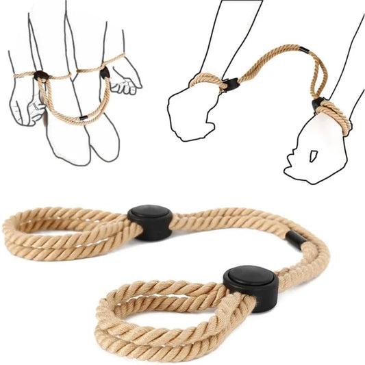 BDSM Bondage Cuffs Set Wrist Ankle Ties Rope Restraints for Roleplay Fun