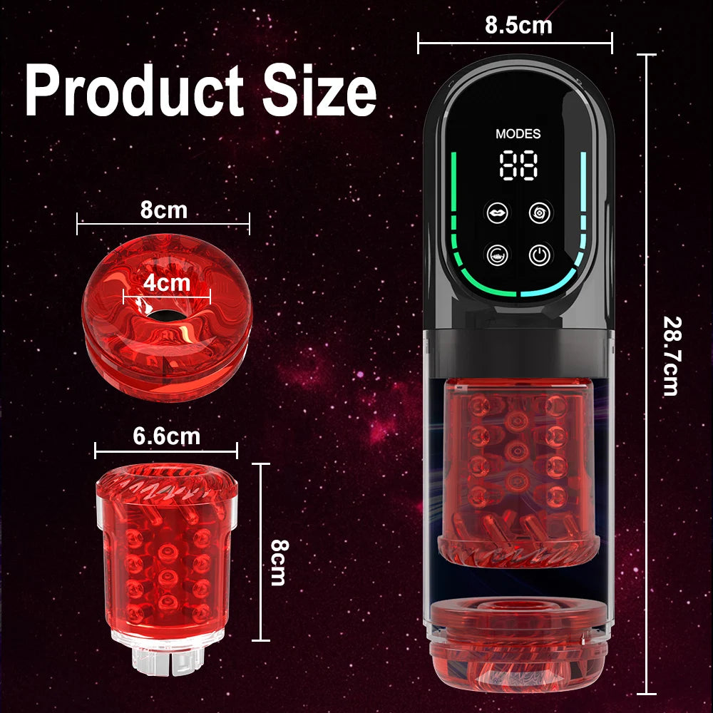 Vacuum Penis ED support Pump Stroker｜LCD Thrusting Rotating Vibrating Cup
