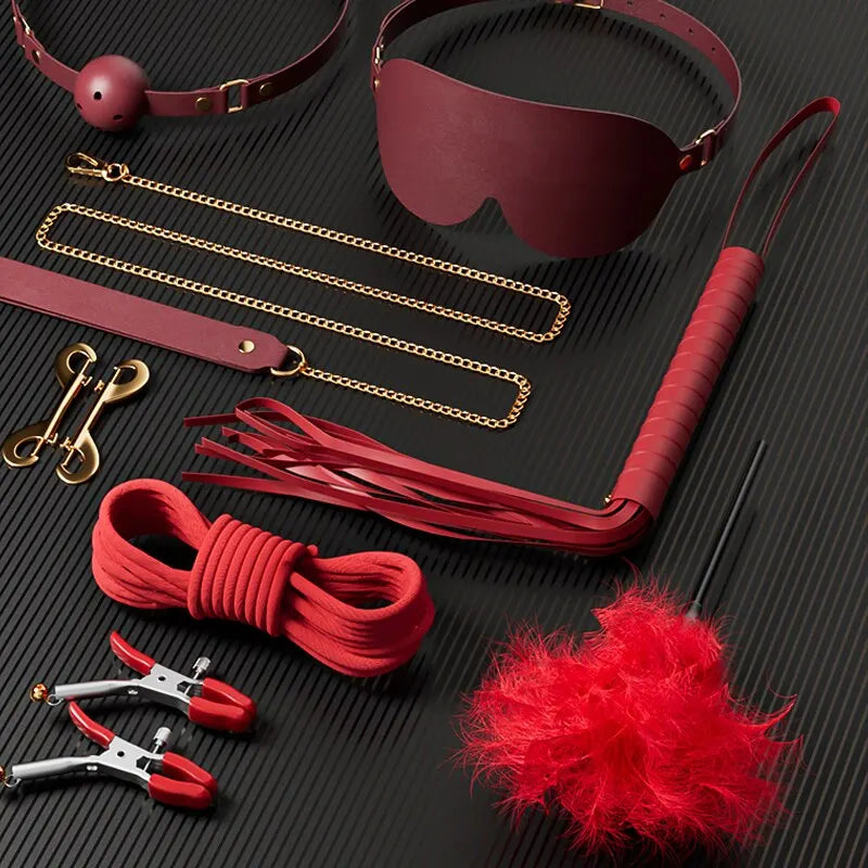SM Sex Products Kits Bondage Gear Collar Erotic Bundle Blindfold Whip Sex BDSM