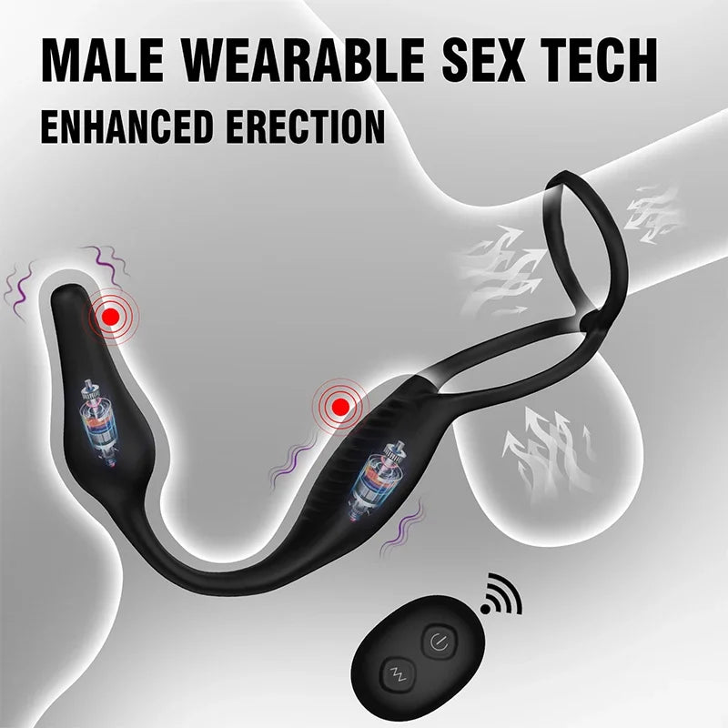 Vibrating Anal Vibrator Butt Plug Remote Control Prostate Massager Anal Plug Penis Ring Perineum Stimualtor Sex Toy for Men