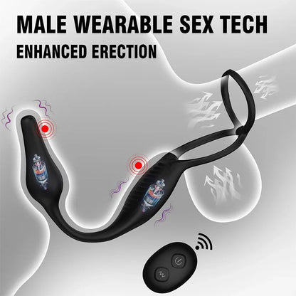 Vibrating Anal Vibrator Butt Plug Remote Control Prostate Massager Anal Plug Penis Ring Perineum Stimualtor Sex Toy for Men