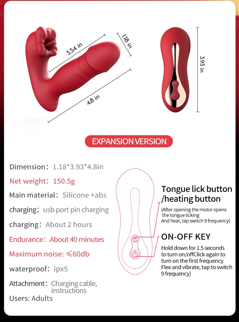 Wearable Thrusting Tongue Vibrator – APP G Spot & Clit Massager