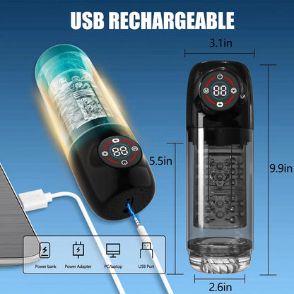 3-in-1 LCD Automatic Male Masturbator | Thrusting & Heating | ED Support