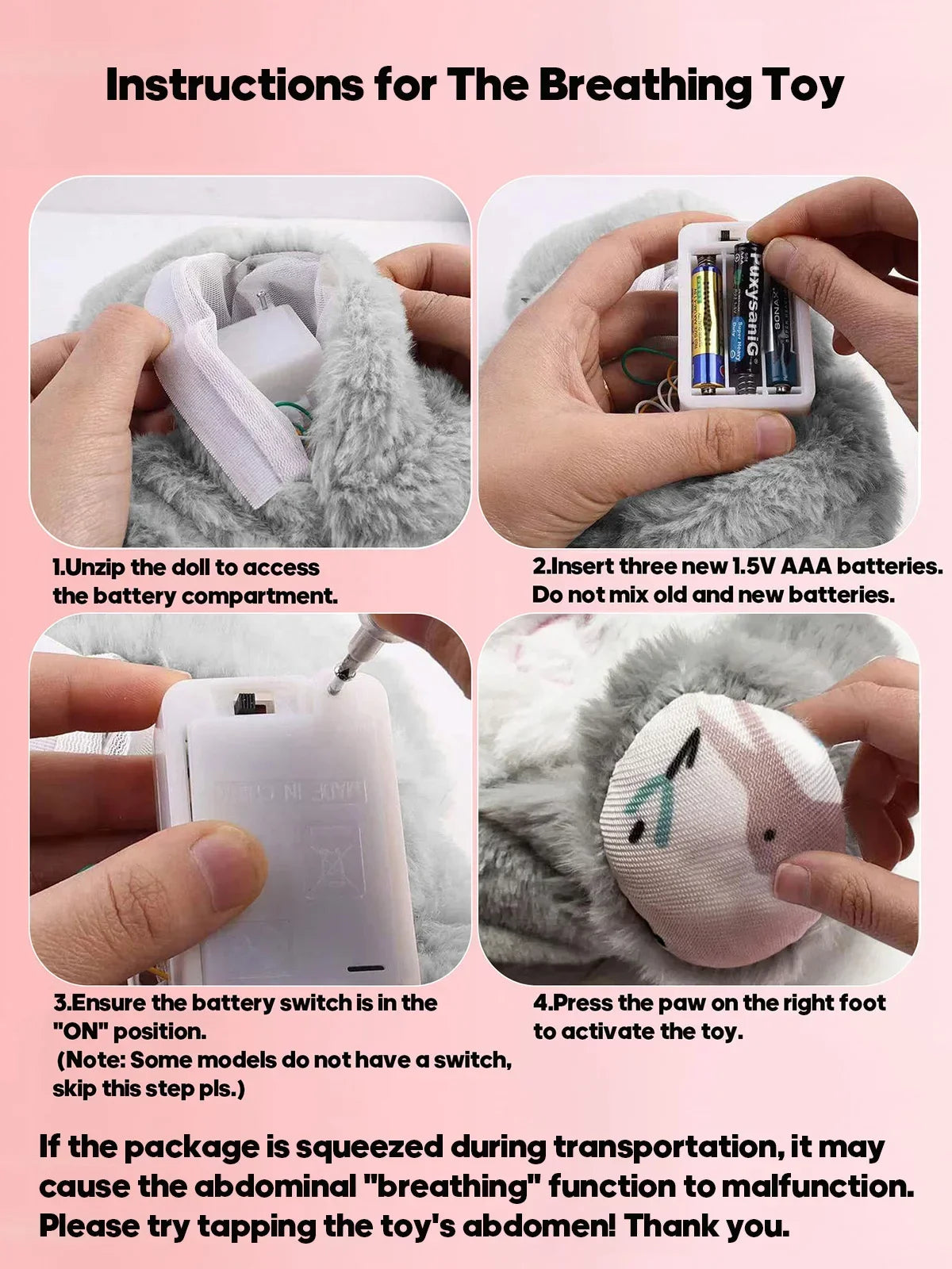 Breathing Elephant Plush Toy Baby Sleep Soother Music Light Sensory Gift