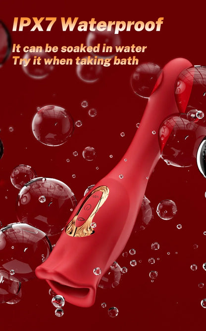 Tongue Licking Biting Vibrator Oral Clitoris Nipple Female Masturbator Sex Toy
