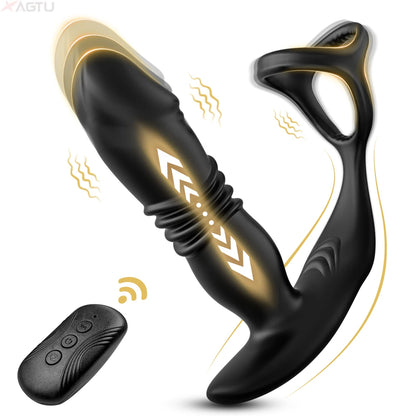Male Thrusting Prostate Massager Bluetooth APP Anal Plug Telescopic Vibrating