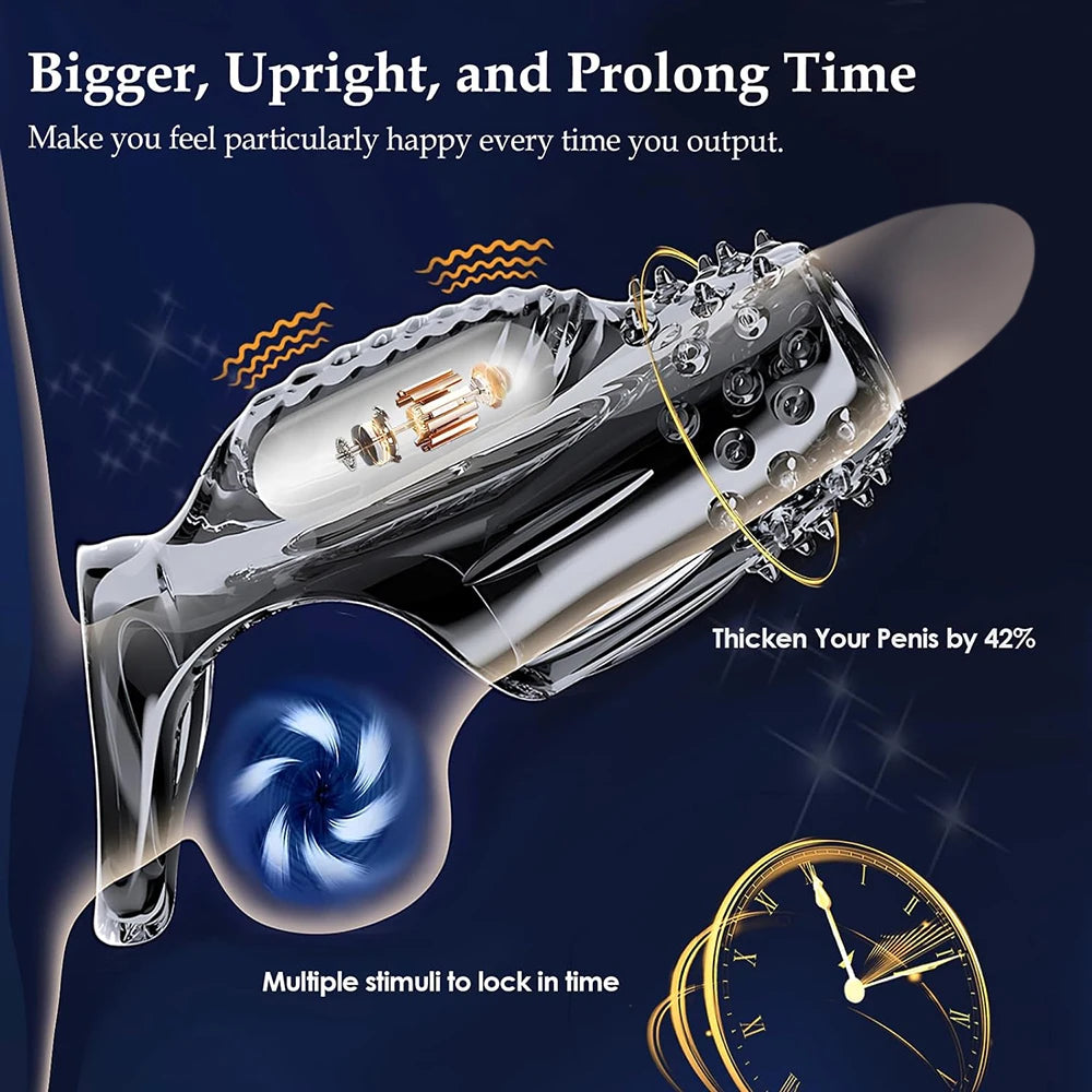 Male Enlargement Delay Vibrators Clits Massager Cock Ring Vibrating Penis Cover
