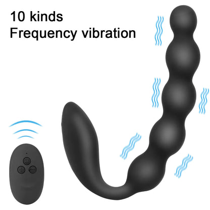Remote Control Anal Beads Vibrator 10-Speed Prostate Massager for Men Women Couples Toy