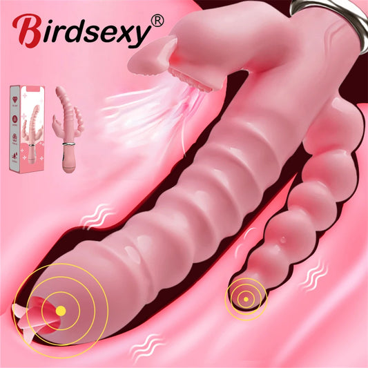 Dildo Vibrator Clitoris Stimulator Penis Anal Double Penetration Tongue Licking