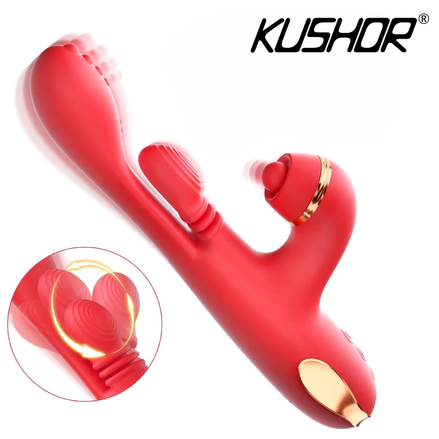 5 IN 1 Tapping Thrusting Dildo Vibrator G Spot Vibrator Kneading Clit Stimulator