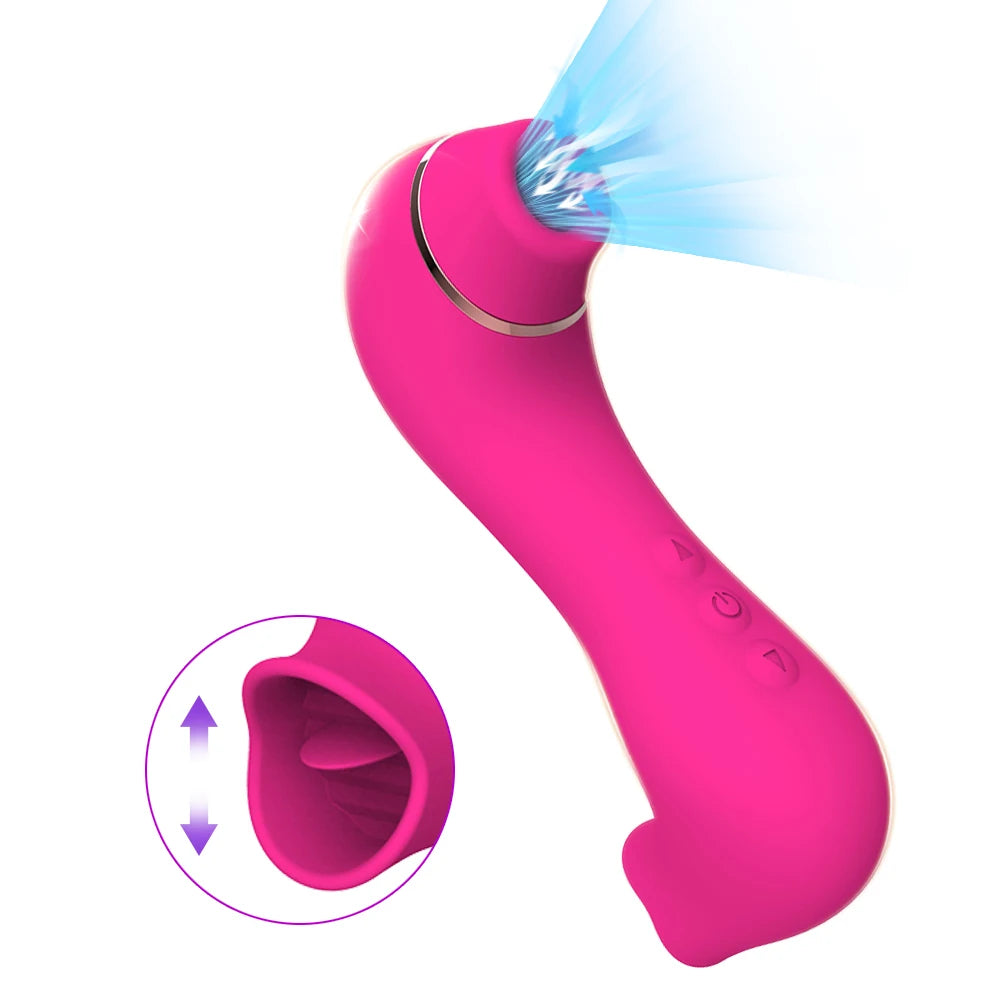 Sucking Vibrator with Tongue Licking Vagina Clitoris Stimulator Sex Toys