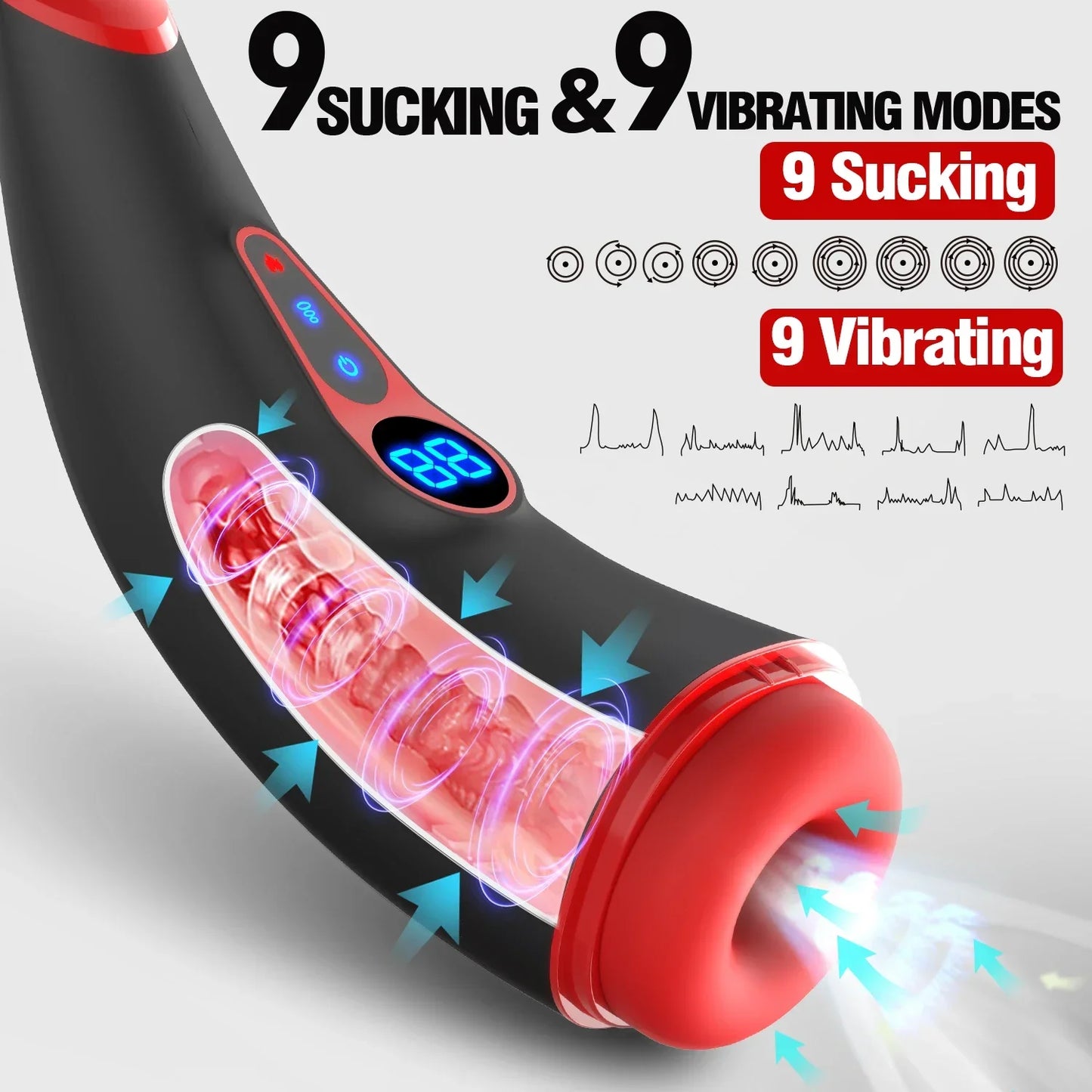 Automatic Vibrating Heating Male Masturbator Blowjob Sucking Machine Sex Toy